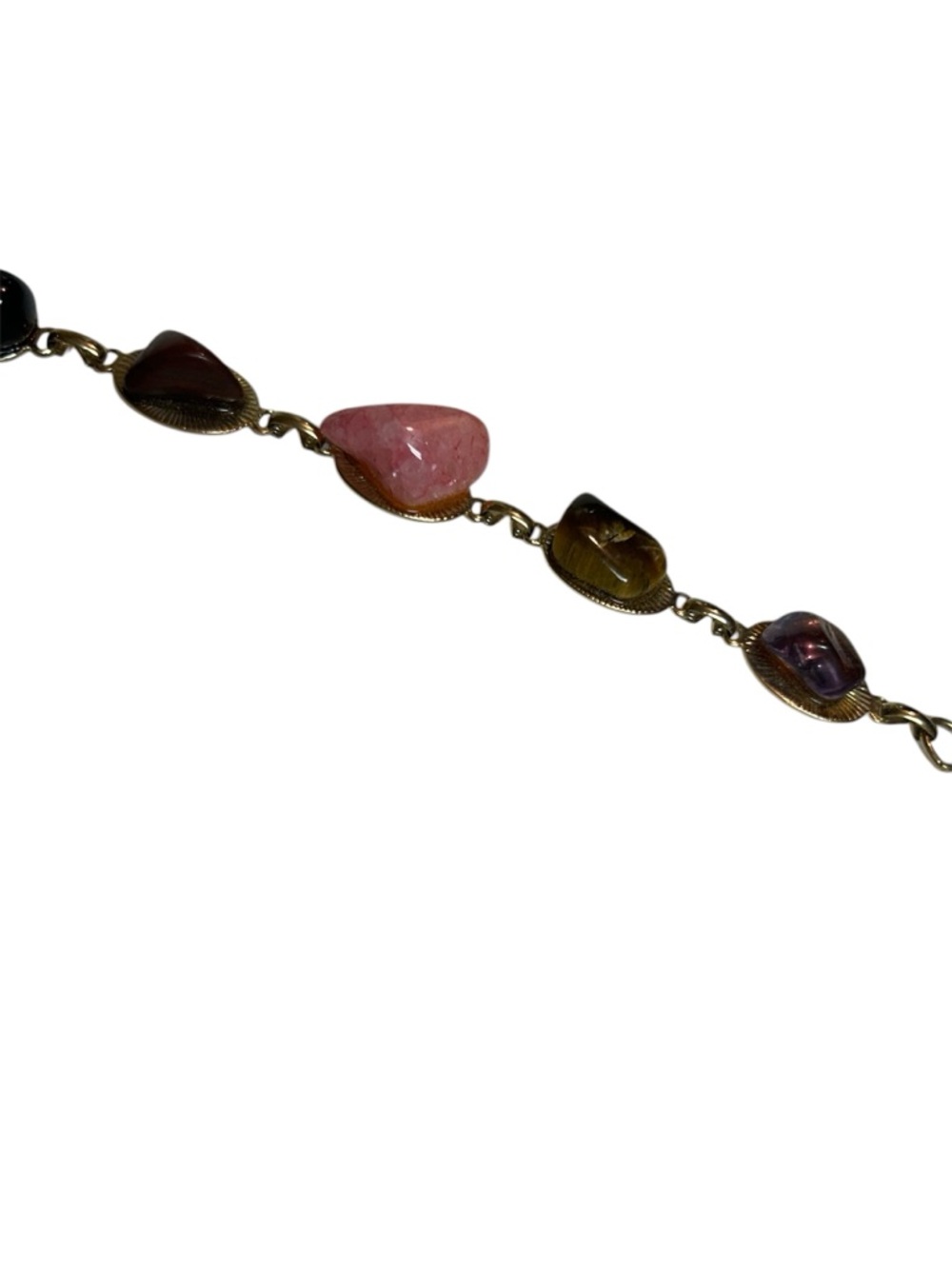 Gold-Tone Bracelet with Pink & Multicolor Stone Accents